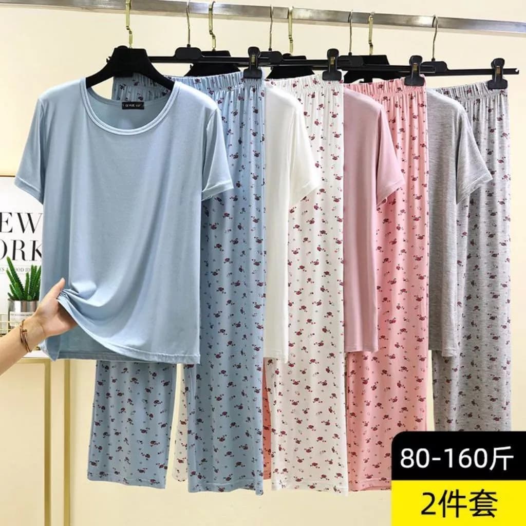 Bộ Đồ Ngủ Nữ Tay Ngắn thun lạnh Quần Dài Hoa Nhí – Đồ Bộ Mặc Nhà Nữ Form Rộng Mềm Mát Thoải Mái