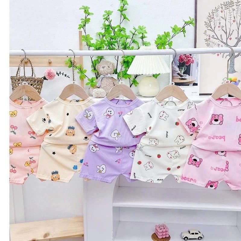 (MS117)Bộ cộc tay gân tăm cho bé gái siêu rẻ dễ thương