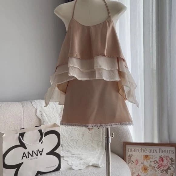 Set Bộ Nữ Lụa Cổ Yếm Phối Tầng ANNA - Set Maysi
