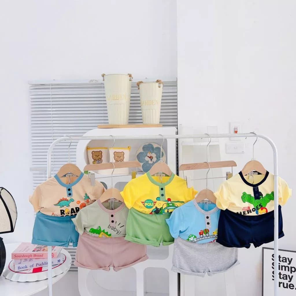 Bộ Cộc Đùi Tay Ngắn Thun Lạnh Micky woo cho bé trai mặc ngủ hè mát mền mịn thoáng mát