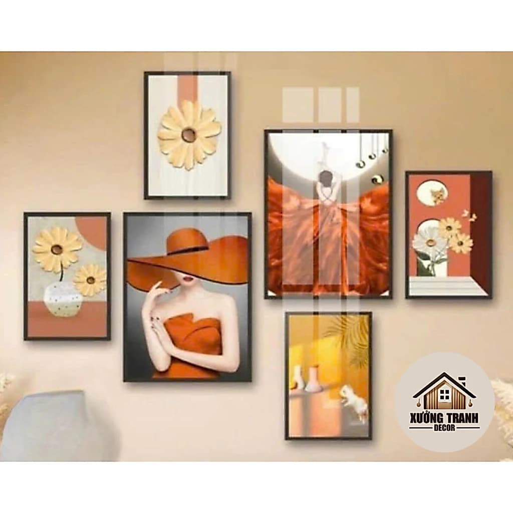 Bộ 6 tranh dán tường tường decor nhà cửa, không gian sống, nhiều mẫu mã.... XƯỞNG TRANH DECOR