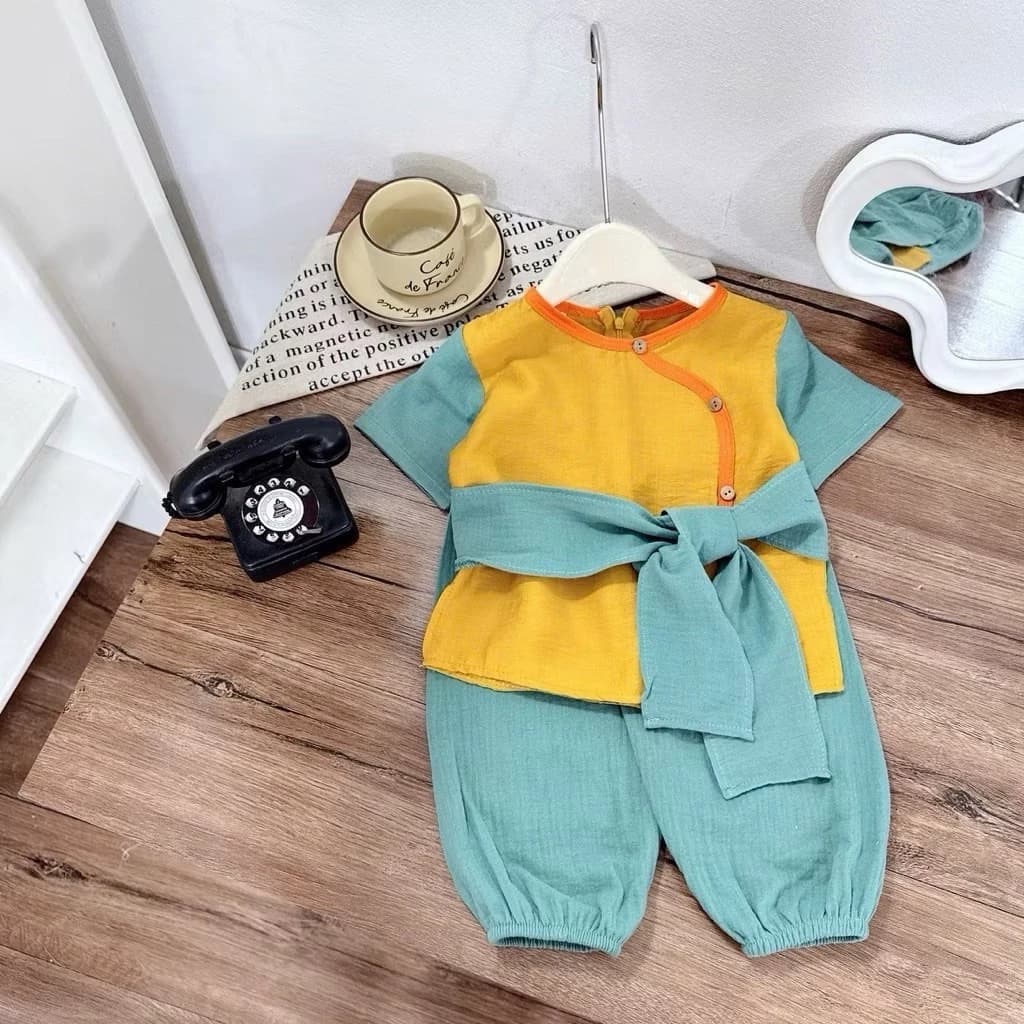 Set đồ trung thu cho bé trai bé gái chất đũi xước sz 8-30kg, sét yếm 3 món cho bé gái, đồ trung thu bé trai