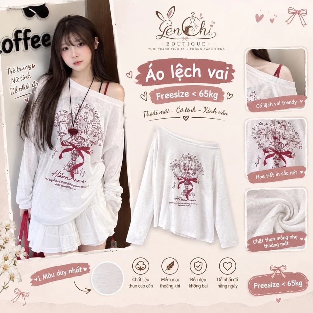 Áo Thun Xước Lệch Vai Dài tay In Graffiti Nữ. Áo phông giấy mỏng dáng suông ôm  ulzzang sexy