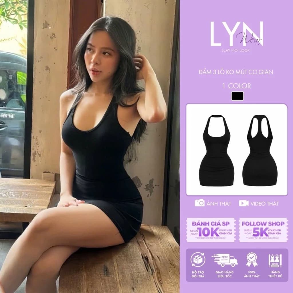 | LYN WEAR | Đầm Ba Lỗ Ôm Body Nữ Basic Vải Thun Cotton Co Giãn Dễ Mặc Dễ Phối Đồ