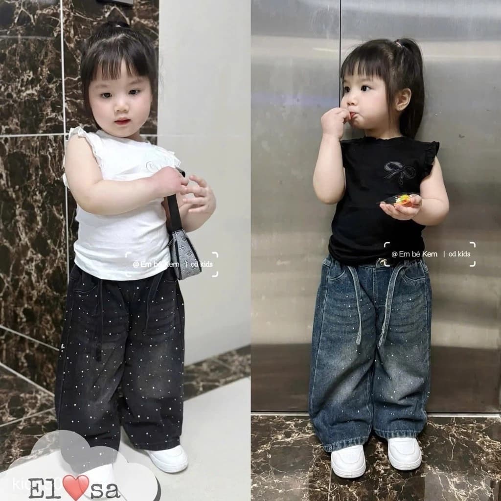 set jean đính đá cho bé(10-22kg)