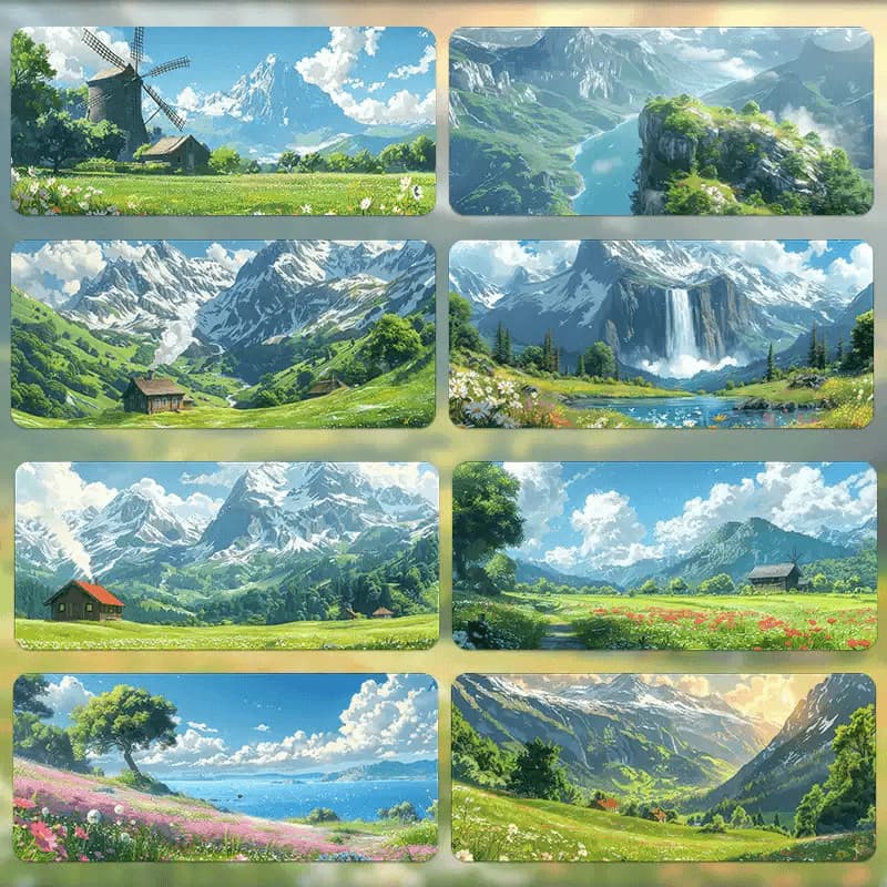 LÓT CHUỘT PHONG CẢNH THẢO NGUYÊN XANH, DESKMAT DECOR GÓC MÁY CHỐNG TRƯỢT CAO CẤP.