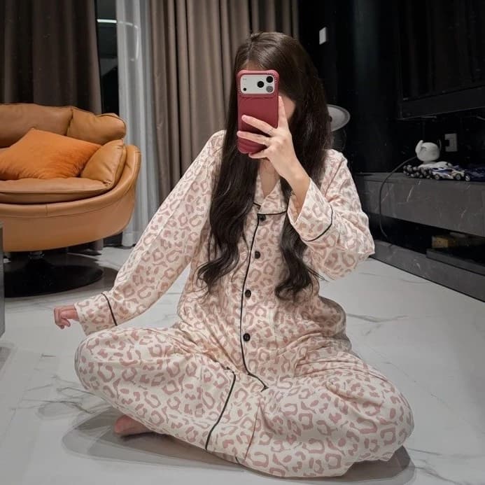 (Ảnh thật tự chụp) Bộ đồ ngủ pijama dài tay cúc ĐEN túi to BIGBEO màu phối BYCHUN