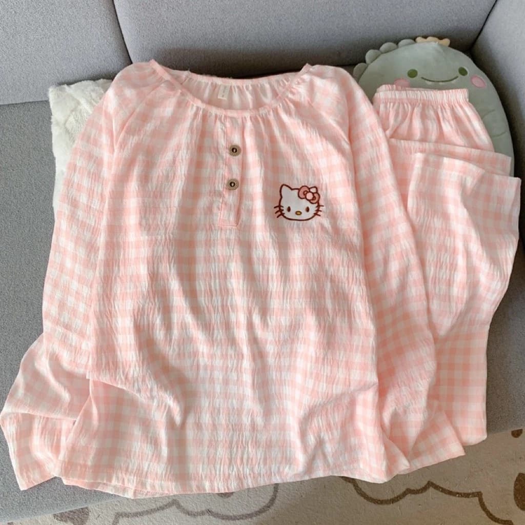 𝓓𝓪𝓲𝓵𝓲𝓵𝔂 Bộ đồ QC dài tay/quần dài cotton nhăn in hoạ tiết hoạt hình