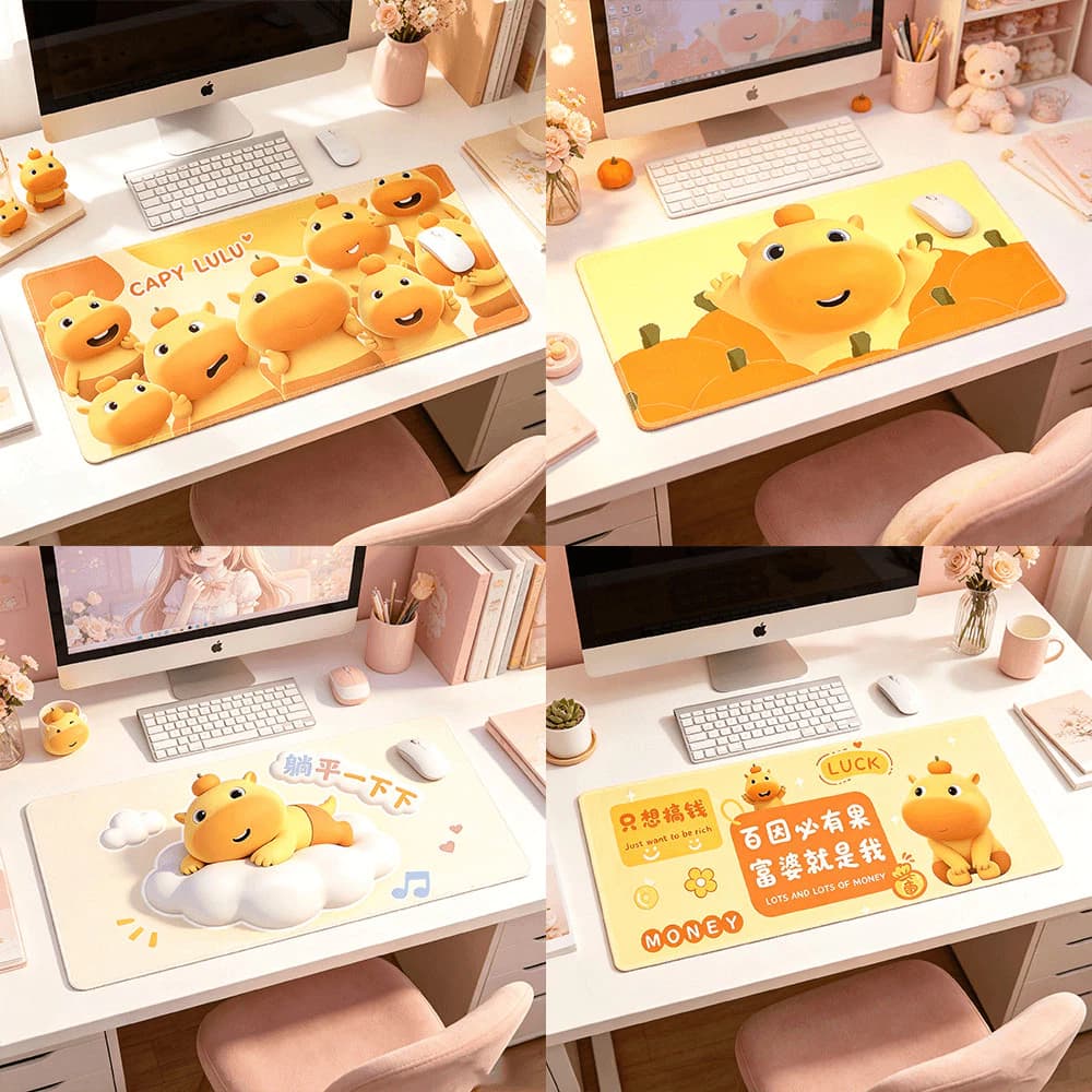 LÓT CHUỘT BÒ VÀNG LULU LUMI CUTE - PAD CHUỘT BO VIỀN DÀY DẶN ĐẾ CHỐNG TRƯỢT