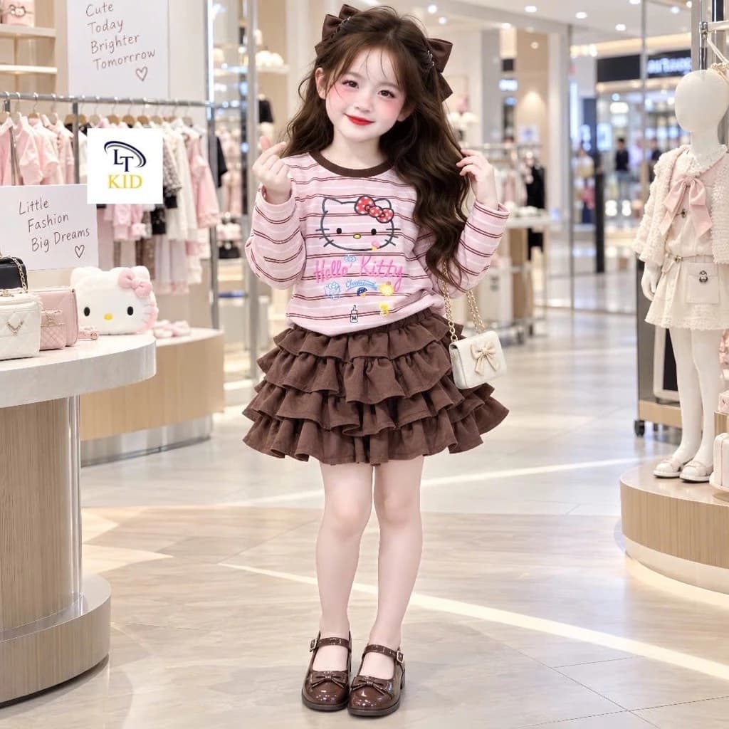 set chân váy tầng phối áo kitty (13-35ky)