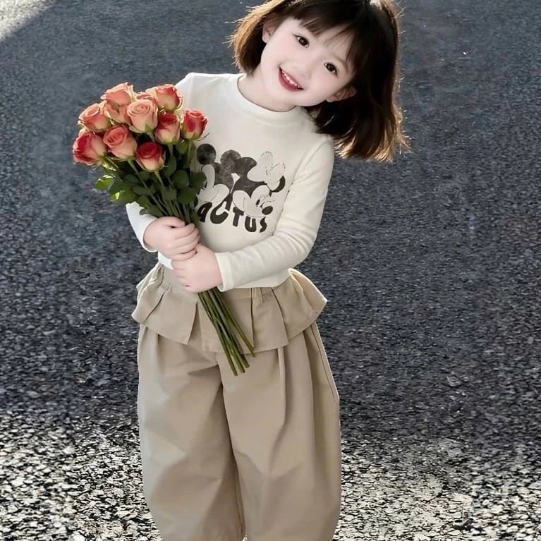 set  mickey quần dài kaki cho bé (9-26ky)