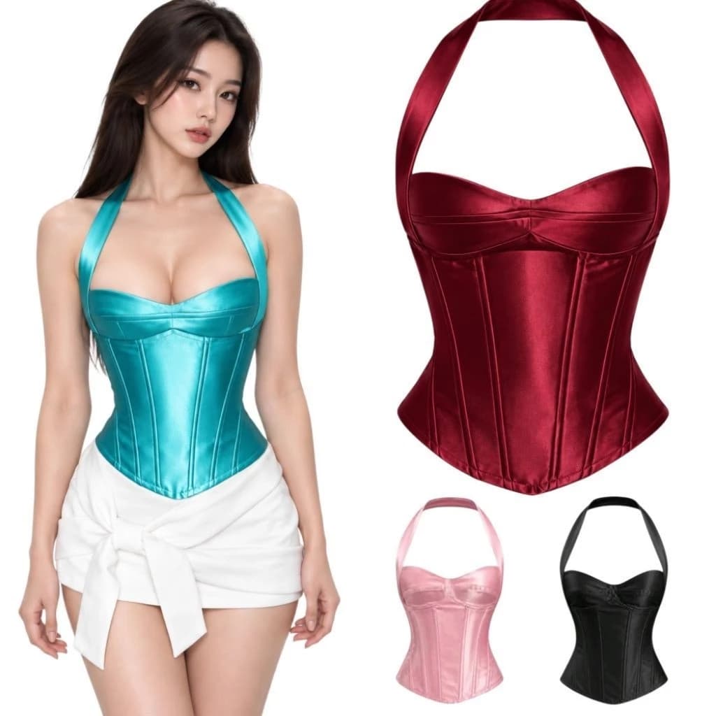 718 - Set 3 Món Áo Corset + Chân Váy Cột Nơ +Khoác