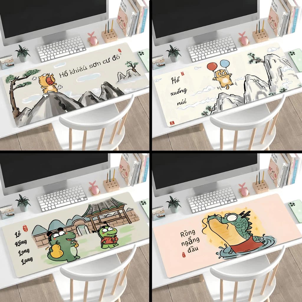 THẢM LÓT CHUỘT DESKMAT HOẠT HÌNH HÀI HƯỚC CÂU CHỮ TIẾNG VIỆT, MOUSEPAD KHỔ LỚN TRANG TRÍ BÀN HỌC BÀN LÀM VIỆC