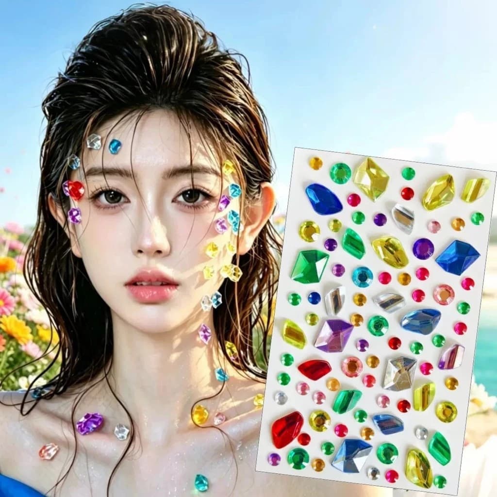 Sticker Hạt Đá Quý Ngọc Trai Tự Dính Mix Đủ Hình Mini 3D,Dán Mặt Makeup,Trang Trí Ốp Điện Thoại Photobooth,Nail Lấp Lánh