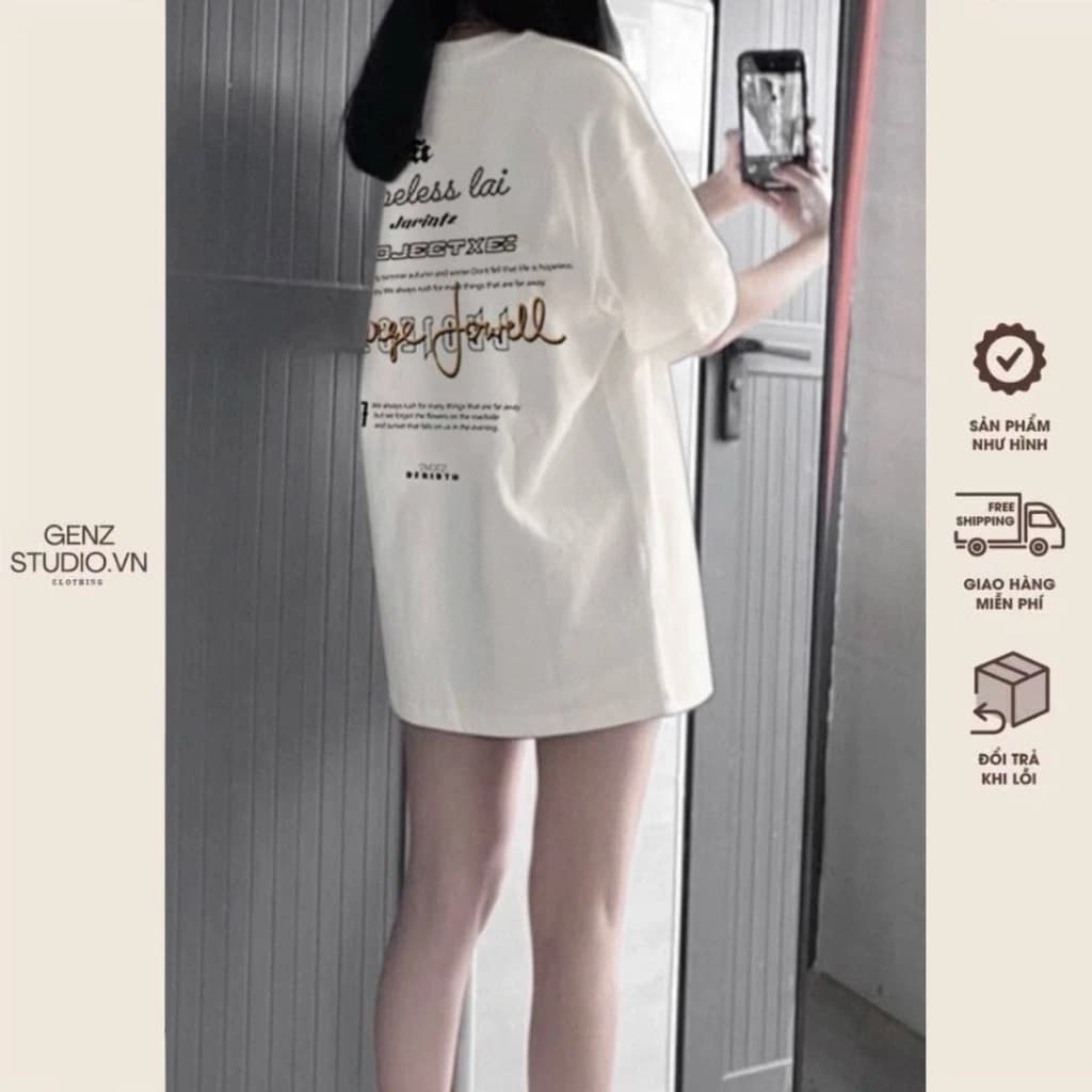 Áo thun cotton khô phông logo tay nam nữ GENZ tay lỡ form rộng HAPELESS LAI Genzstudio