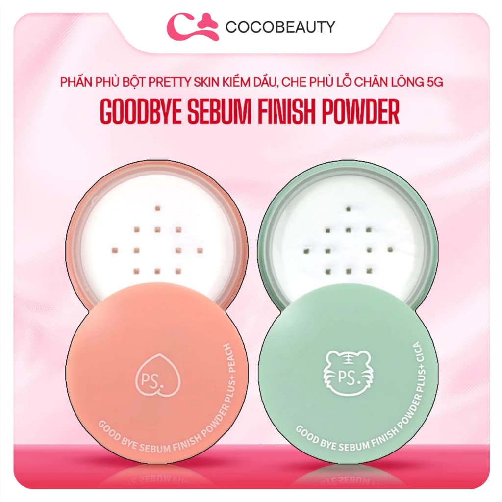 Phấn Phủ Bột Pretty Skin Goodbye Sebum Finish Powder Phấn Phủ Bột Kiềm Dầu Che Phủ Lỗ Chân Lông 5g