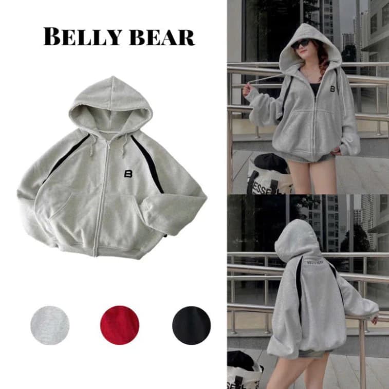 Hoodie Zip - Áo Khoác Nỉ Khoá Kéo Form Rộng Unisex Boxy Hoạ Tiết Raglan In Chữ B Thêu Chất Nỉ Bông,Áo Hoodie Mũ To Hot t