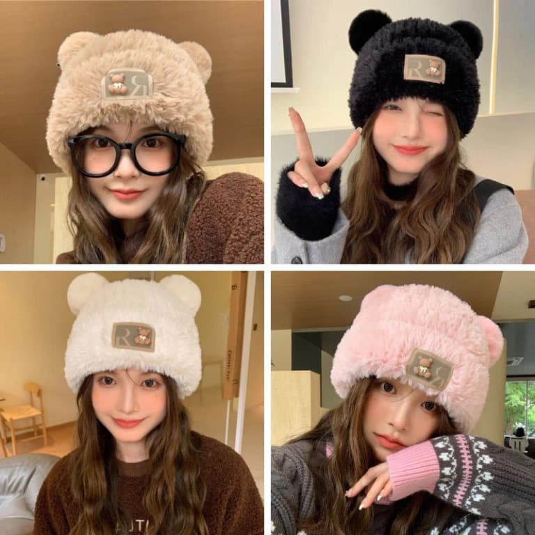 khăn kiểu Mũ len nữ Hàn Quốc kiểu bucket AAA iLita lông cừu ulzzang đẹp mùa đông, màu sắc đa dạng trắng, nâu, be.