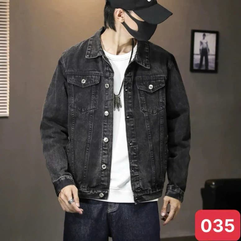 Áo khoác jean nam HAVADOSHOP phong cách suông màu xanh cơ bản, chất liệu bò 4 chiều cao cấp C37