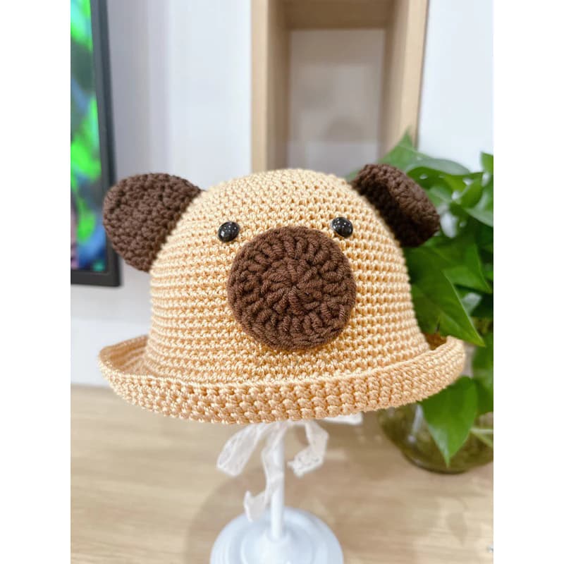 Mũ cói bé trai - mũ cói gấu - mũ handmade cho bé trai ( có size)