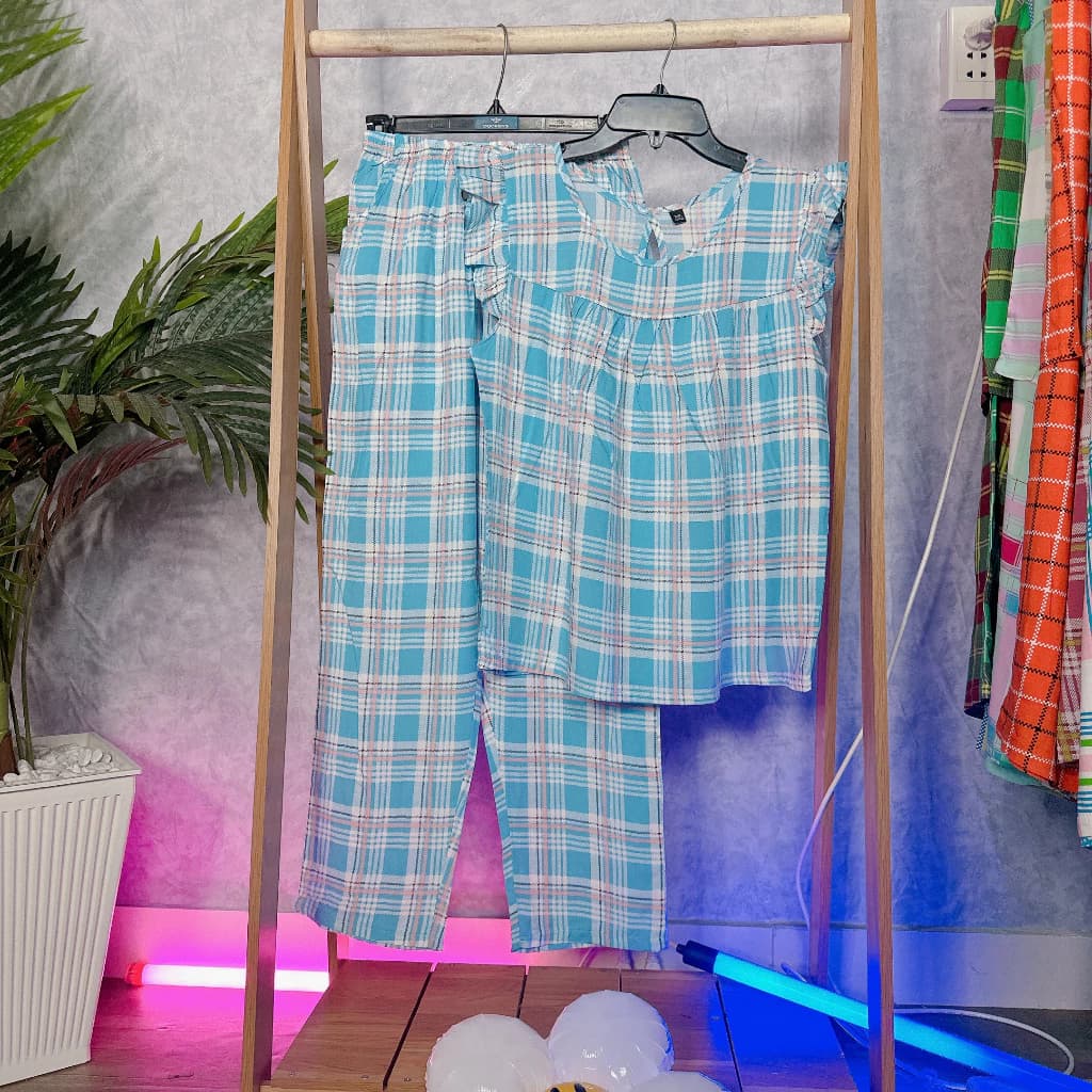 BỘ TOLE LANH QUÂN DÀI ÁO CÁNH TIÊN HỌA TIẾT SỌC CARO, SIZE 40-70KG TLD115