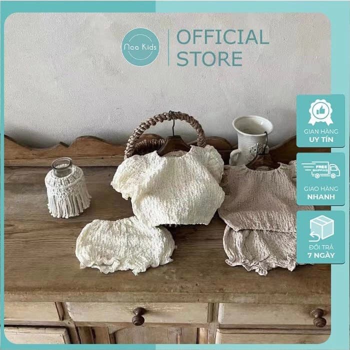 Bộ quần áo kiểu cho bé gái,set quần áo bé gái phong cách hàn quốc chất đũi nhăn mềm ,size 0-2 tuổi