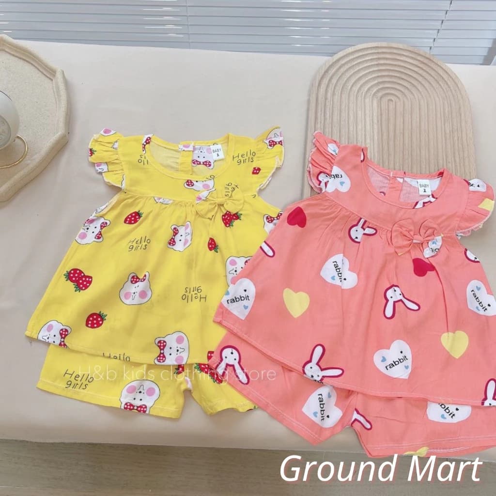 Bộ lanh cộc tay cho bé gái, bộ tole cánh tiên mềm mát, họa tiết dễ thương size từ 6 đến 15 kg
