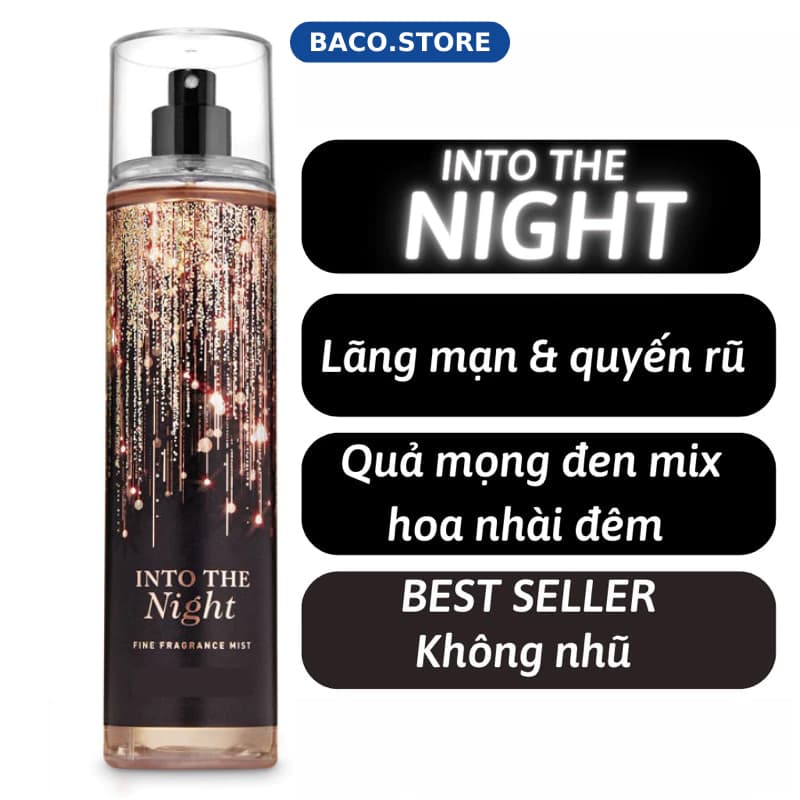 Body mist, Xịt Thơm Toàn Thân Into The Night 236ml Sang Trọng, Cuốn hút