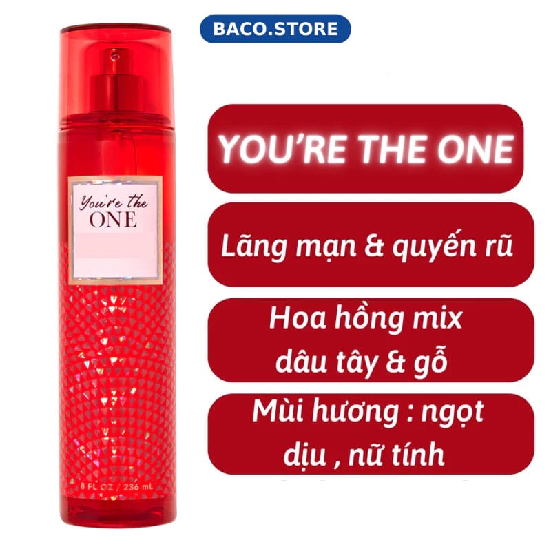 body mist Xịt Thơm You're the One 236ml Hương Thơm Cá Tính, Năng Động
