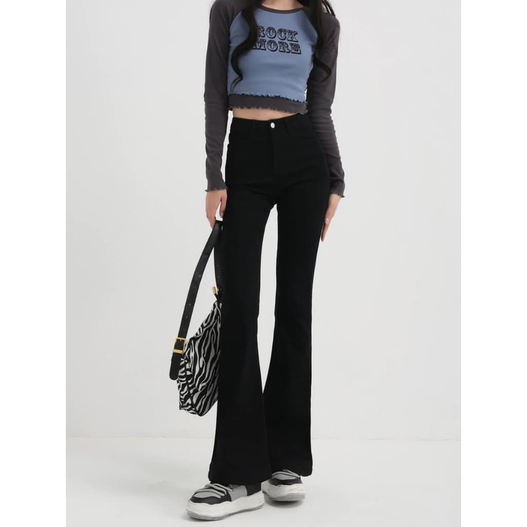 Quần jean nữ ống loe lưng cao dáng ôm skinny ST05