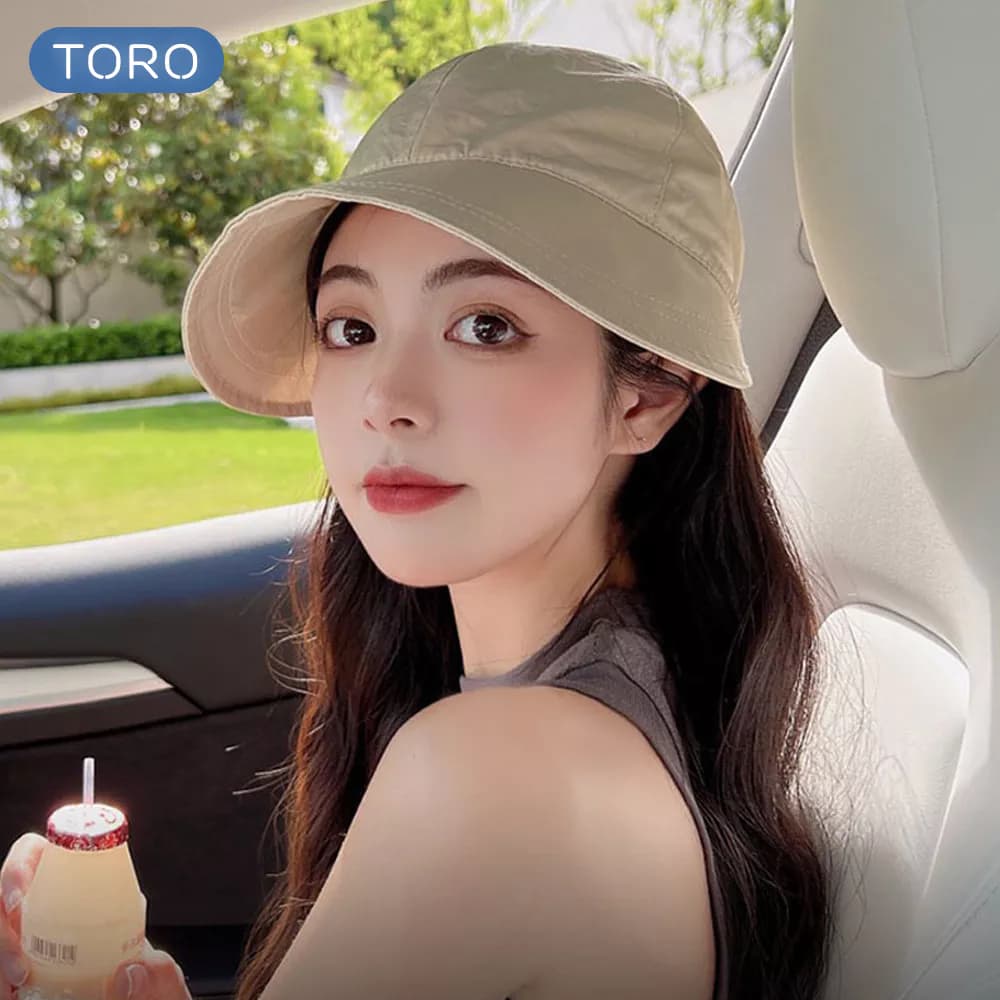 Mũ chống nắng Hàn Quốc TORO vành rộng có móc đeo khẩu trang chất liệu vải Acrylic khô nhanh thoáng mát cho mùa hè