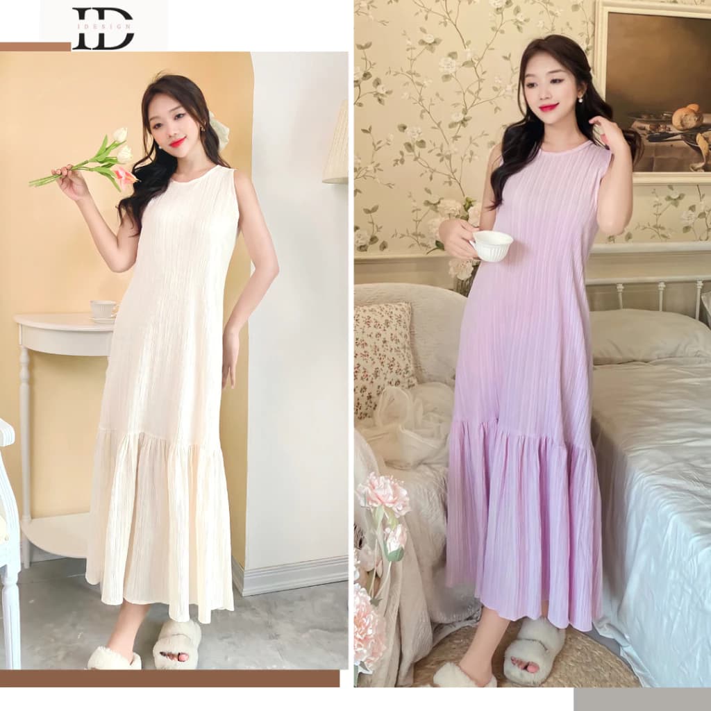 Váy Suông Đuôi Cá Vải Đũi Gân Hàn, Chất Vải Mát Phom Suông Basic Dễ Mặc V01