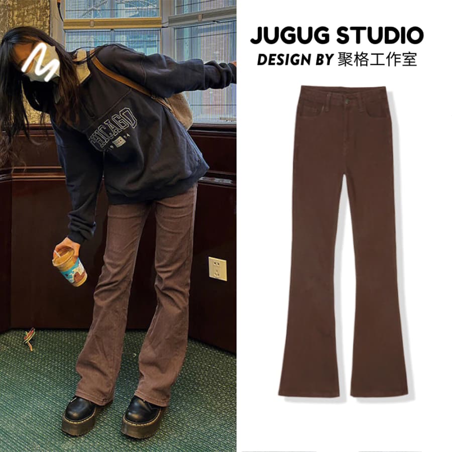 Quần jean nữ ống loe lưng cao dáng ôm skinny