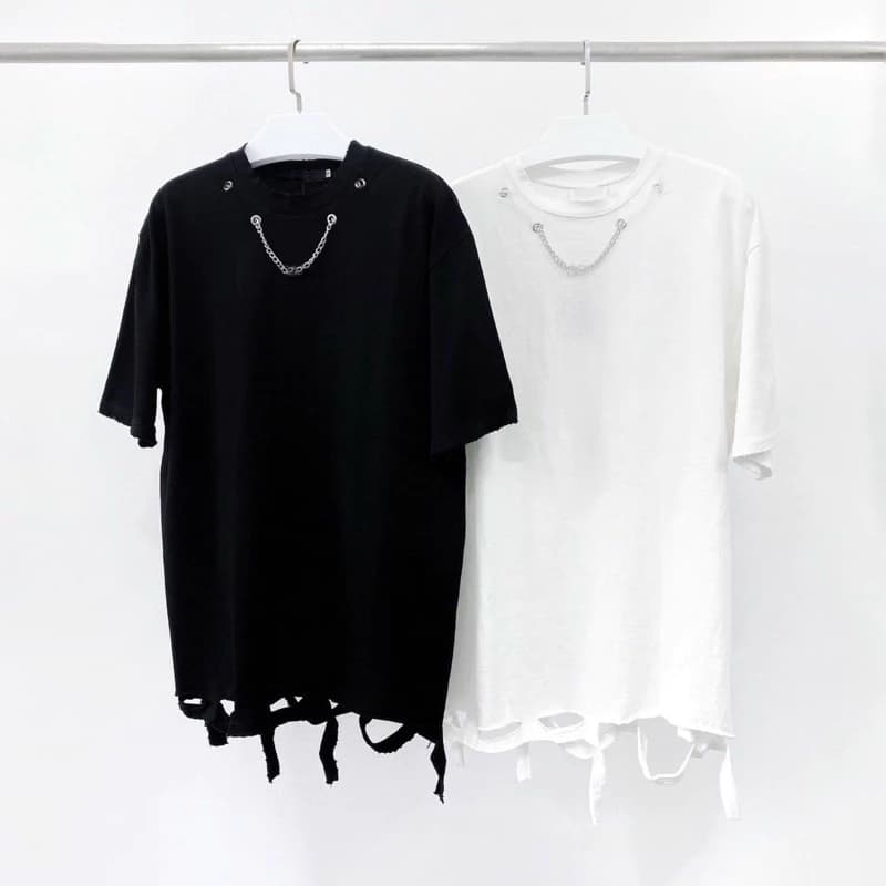 Áo thun phối xích [ovetee] minimal streetwear Hàn