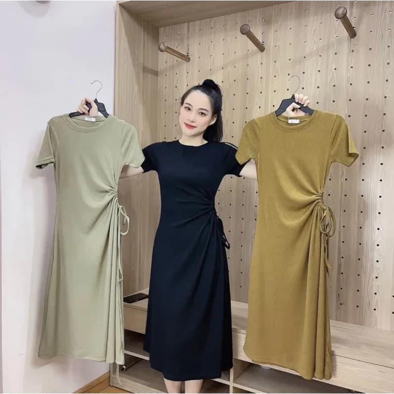 [D08] Đầm Thun Nữ Dáng Dài Nhúng Eo-Váy Basic Thanh Lịch Sang Trọng Che Khuyết Điểm,Nhiều Màu