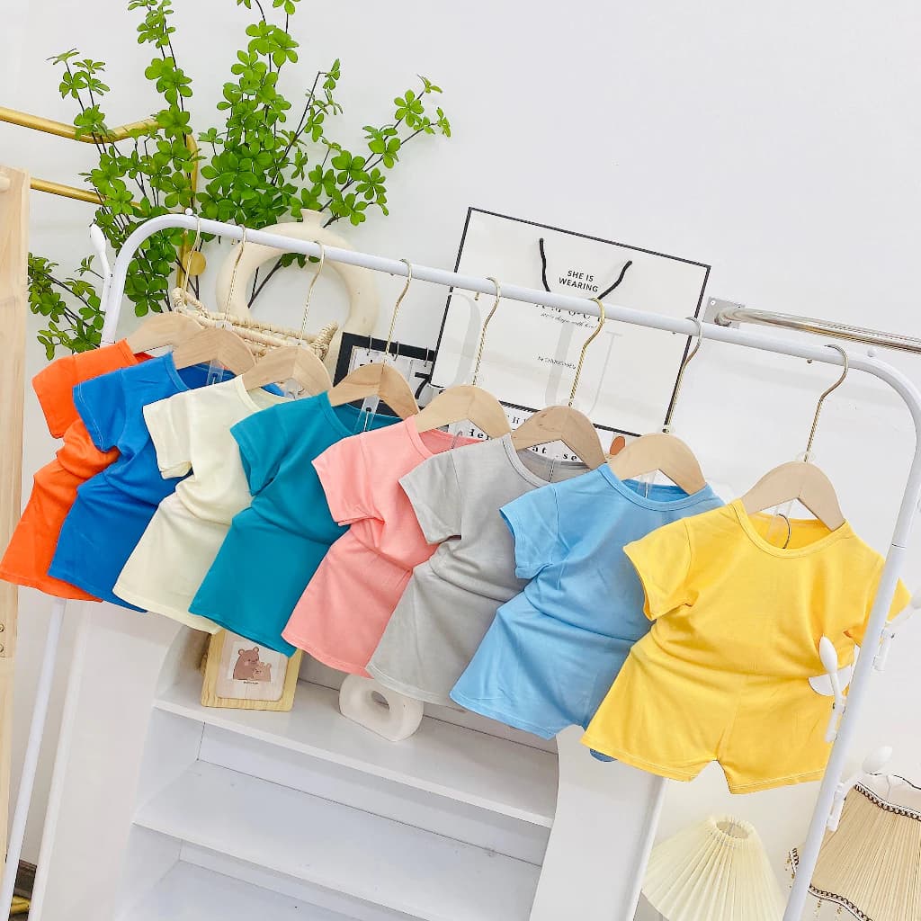[A176 Mềm, Mát, RẺ] Bộ Cộc Tay Thun Lạnh Trơn Không Họa Tiết Cho Bé Trai Bé Gái