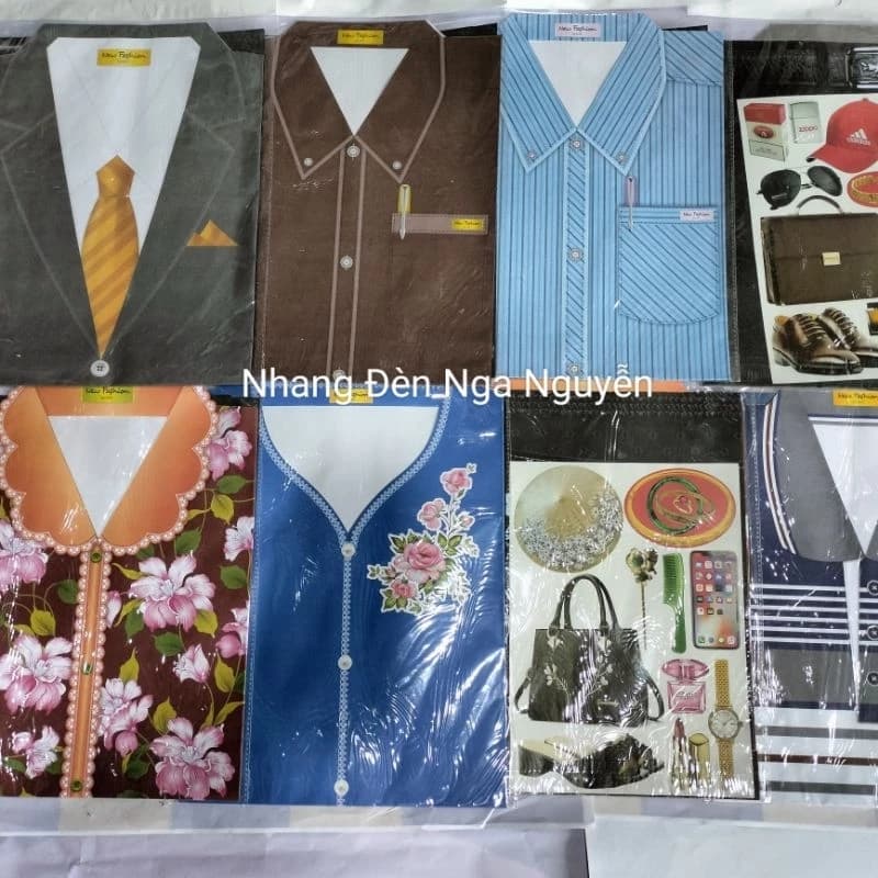 Giấy cúng_Bộ quần áo ông bà kèm phụ kiện/Trang phục nam nữ hàng mã