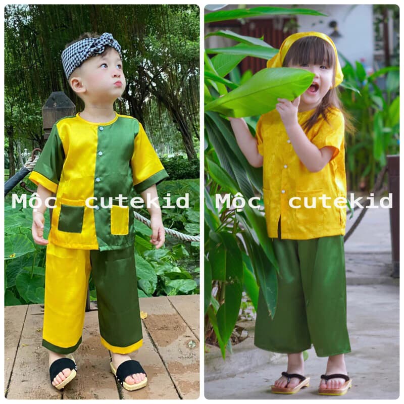 (7-35kg) set đồ bà ba cặp [KHĂN MUA RIÊNG] bộ đồ cặp cho bé mặc đi chơi lễ hội, trung thu, lễ tết