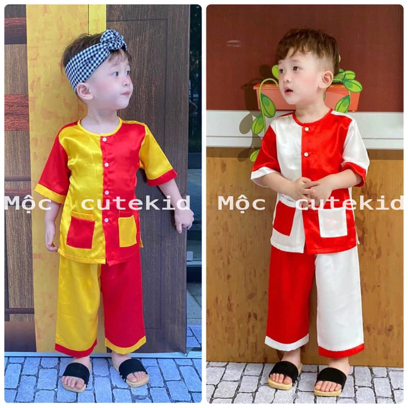 (7 - 35KG) bộ bà ba phối màu cho bé (KHÔNG KÈM KHĂN) - bộ bà ba cho bé đi chơi Trung thu, Lễ Tết
