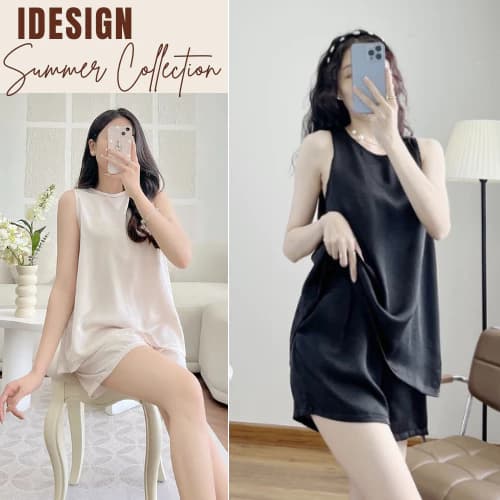 Bộ đồ ba lỗ sát nách lụa cao cấp, rộng rãi dùng để mặc nhà,đi chơi dễ thương, thoải mái B14