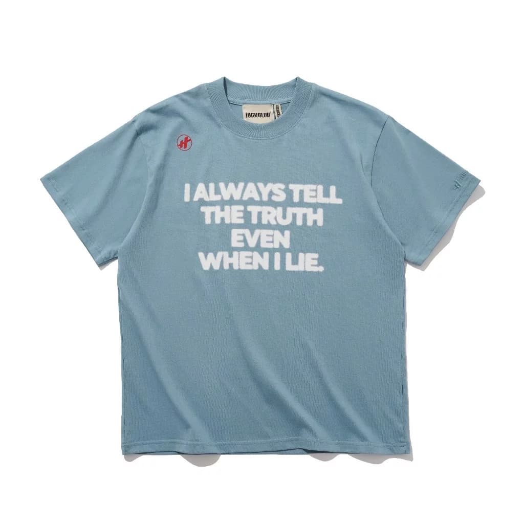 Áo thun THE TRUTH form Boxy tay lỡ HIGH CLUB - Màu powder blue/ cream