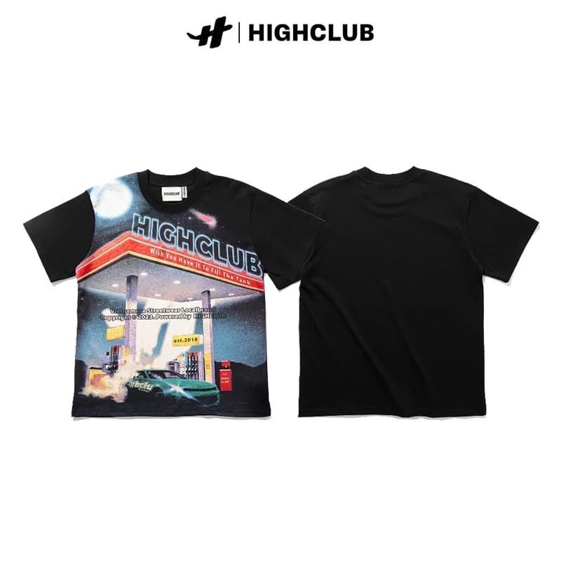 Áo Thun GAS STATION Tay Lỡ Unisex Nam/Nữ Cổ Tròn - HIGHCLUB Brand Chính Hãng