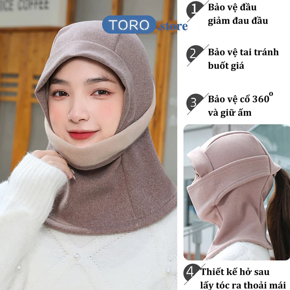 Mũ trùm đầu giữ nhiệt TORO che mặt chống gió thời tiết lạnh chất liệu mềm mại lót lông ấm áp mùa đông không lạnh