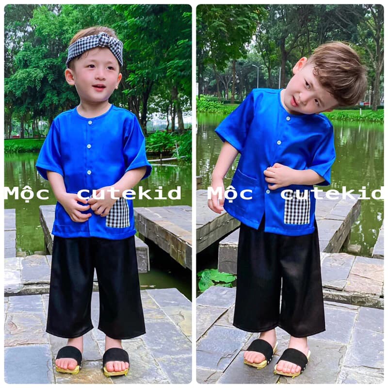 (7-35kg) bộ bà ba túi caro “ÁO DƯƠNG QUẦN ĐEN”, set bà ba cho bé mặc đi chơi, bộ quần áo bà ba bé