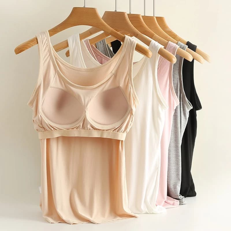 Áo phông nữ sát nách RaNa kèm mút ngực may liền chất cotton siêu mềm mát