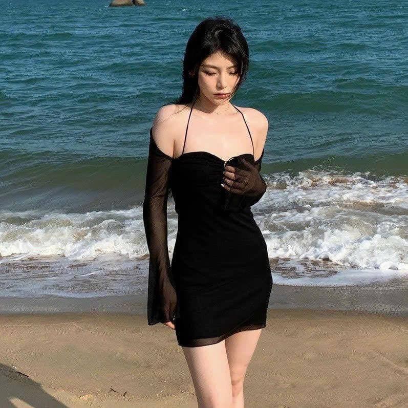 ĐẦM BODY TAY LƯỚI KHOÉT NGỰC, ĐẦM NỮ SEXY | MEOINDAHOUSE