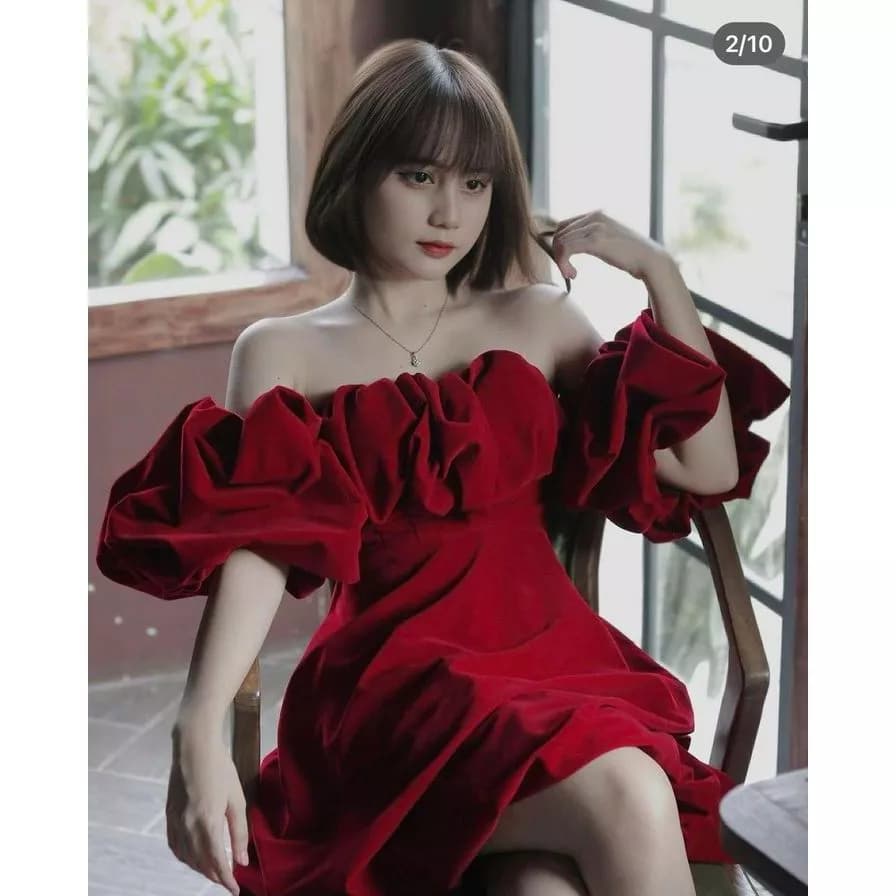 🔮 ĐẦM NHUNG SIÊU XING - ĐẦM NHUNG TAY RỚT TÙNG BÍ - NOEL + TẾT MẶC ĐỀU XINH 🔥𝐇𝐨𝐚̉ 𝐓𝐨̂́𝐜🔥 𝐌𝐄𝐎𝐈𝐍𝐃𝐀𝐇𝐎𝐔𝐒𝐄