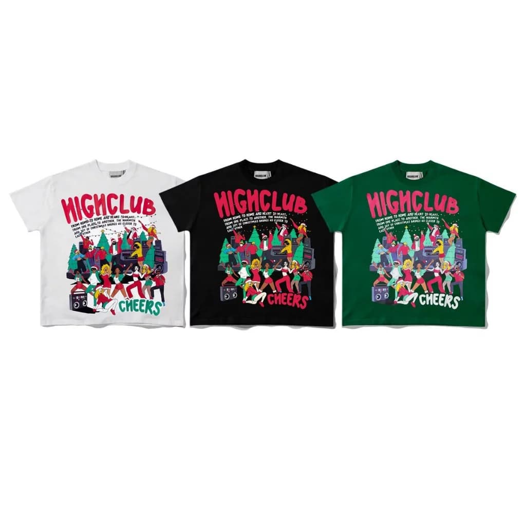 Áo Thun CHEERS X-MAS TEE Tay Lỡ Nam/Nữ 3 MÀU Cổ Tròn - HIGHCLUB Brand Chính Hãng