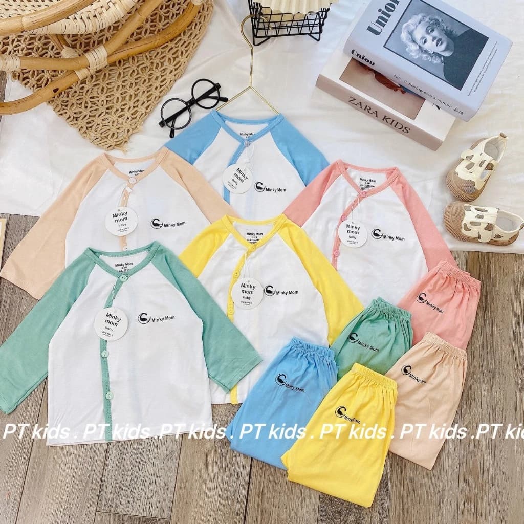 Quần áo sơ sinh - Bộ dài tay sơ sinh chất liệu thun lạnh pettit 3-9kg