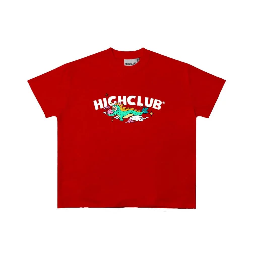 Áo thun HAPPY DRAGON tay lỡ cổ tròn HIGHCLUB unisex - ĐEN/TRẮNG/ĐỎ